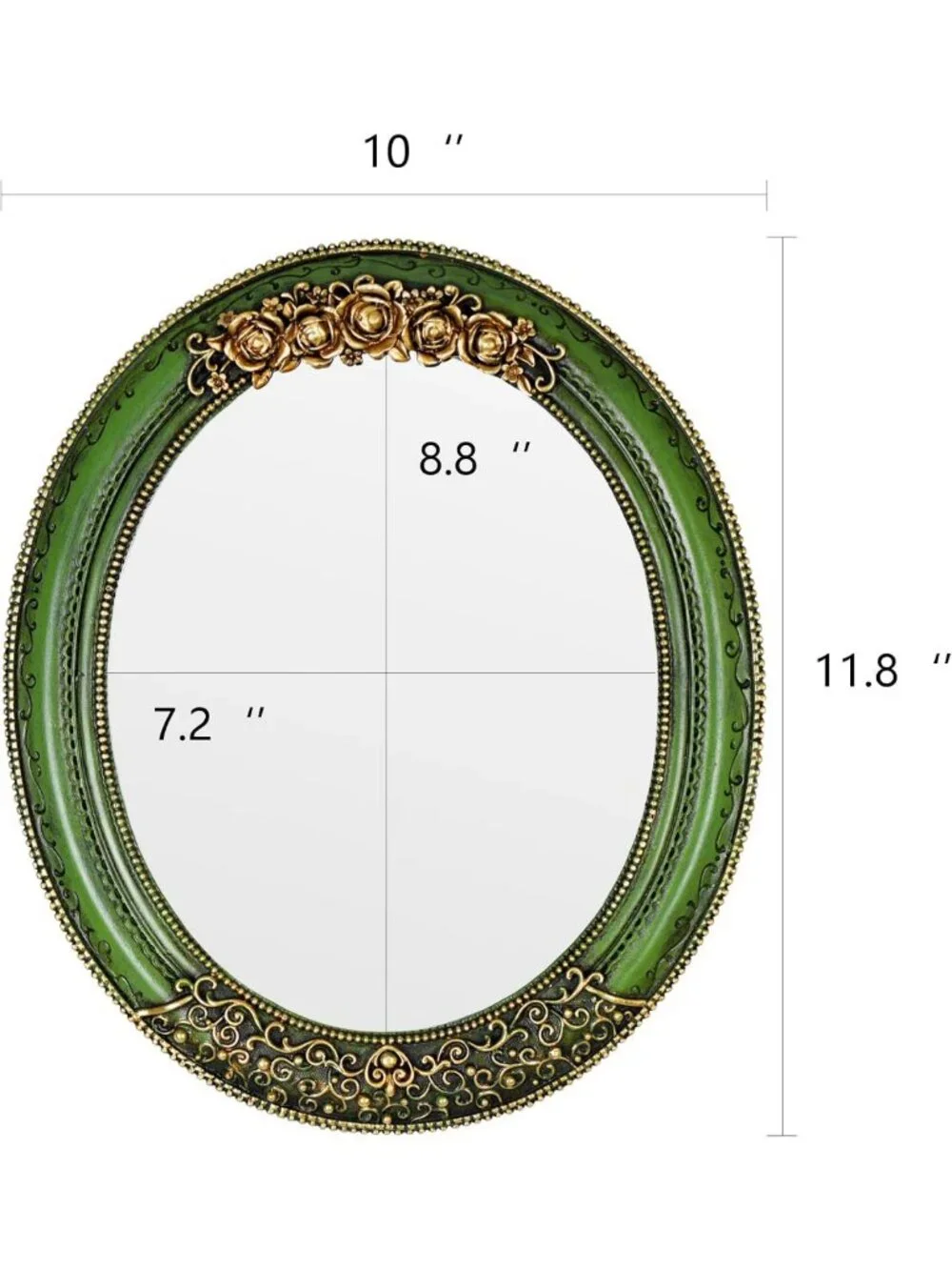 Vintage Oval Resin Wall Mirror - Decorative Entryway, Hallway, Bedroom Accent